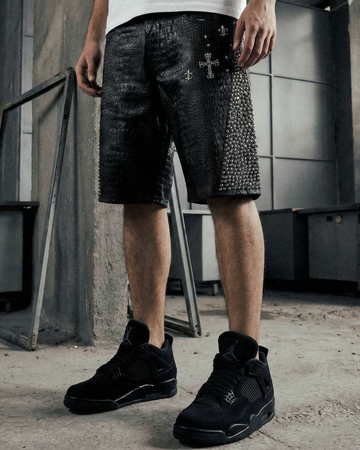 Blackscale Croc Black Denim Short
