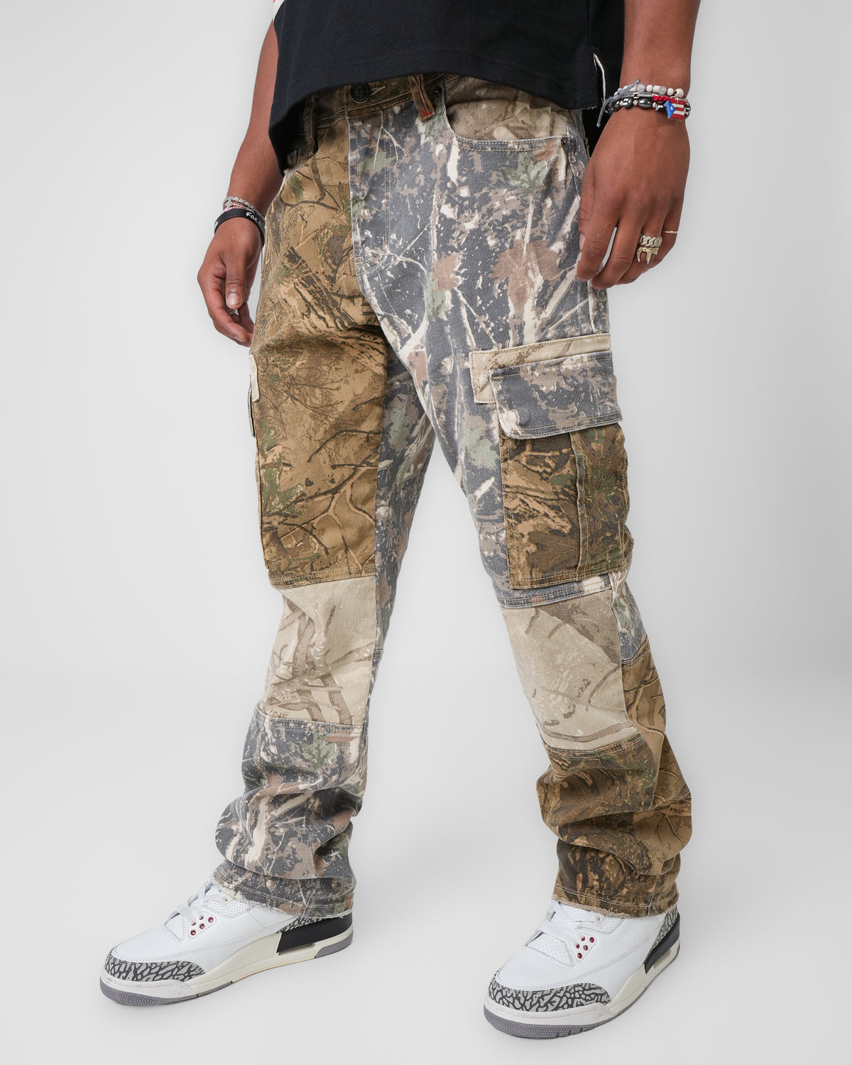 Tactical Mosaic Multi-Camo Cargo Denim