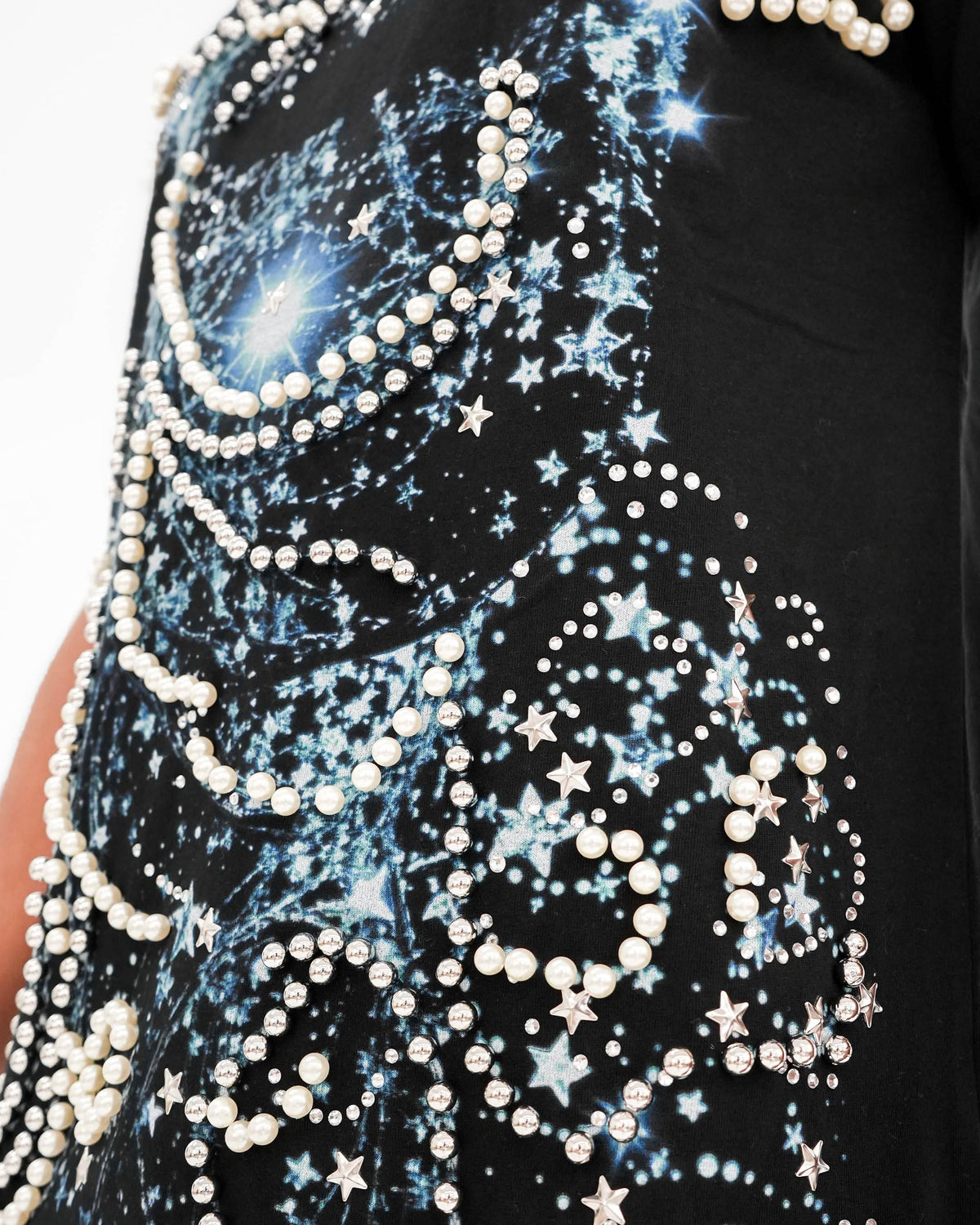 Cosmic Reign Pearl Stoned Black T-Shirt