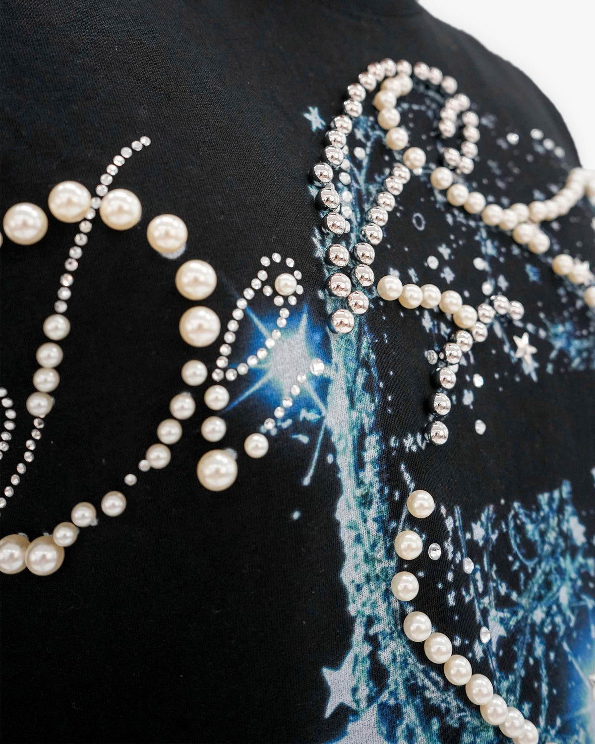 Cosmic Reign Pearl Stoned Black T-Shirt