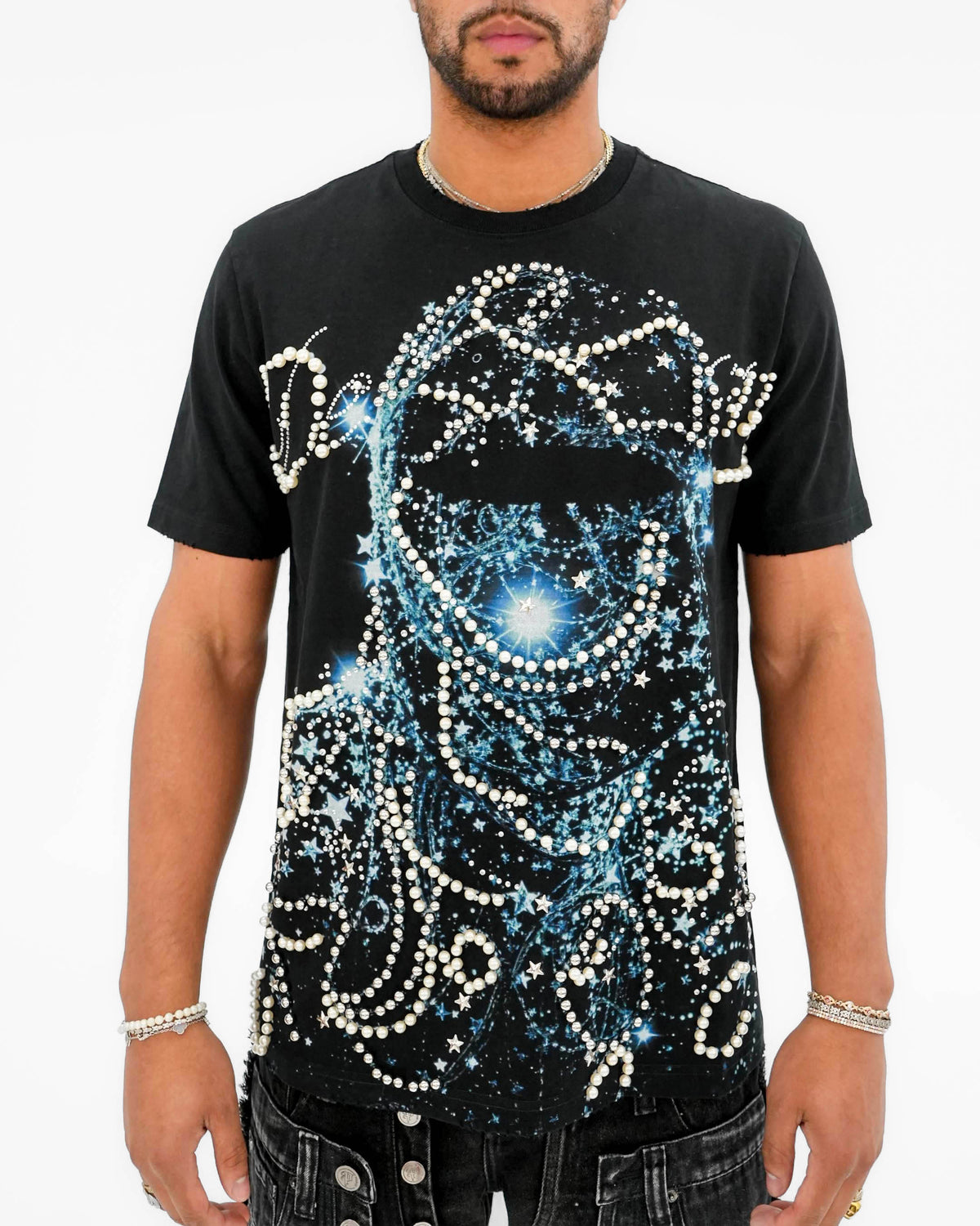 Cosmic Reign Pearl Stoned Black T-Shirt