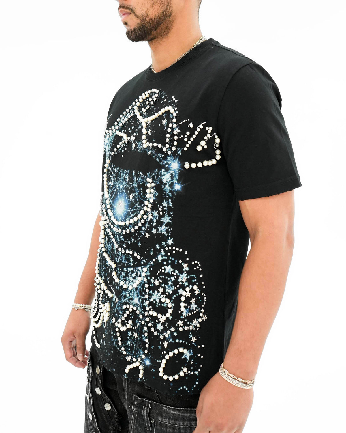 Cosmic Reign Pearl Stoned Black T-Shirt