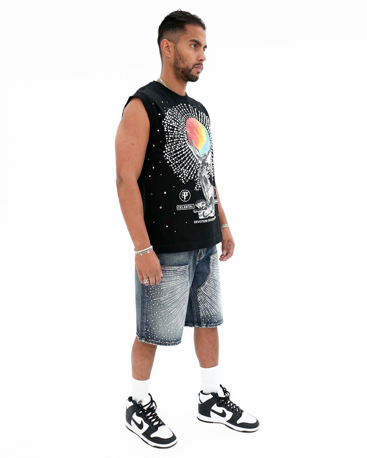 Devotion or Destruction Stoned Sleeveless Black T-Shirt