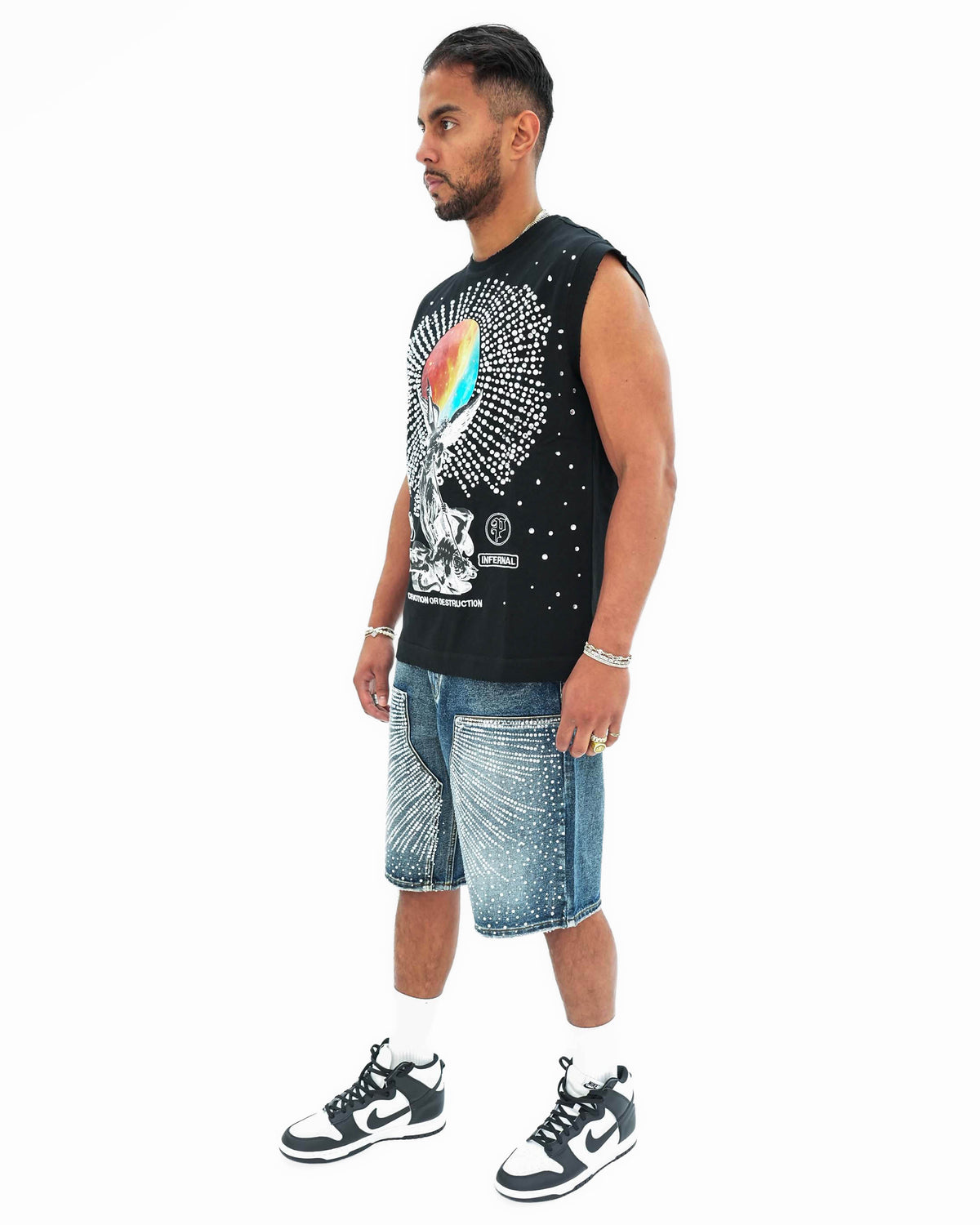 Devotion or Destruction Stoned Sleeveless Black T-Shirt