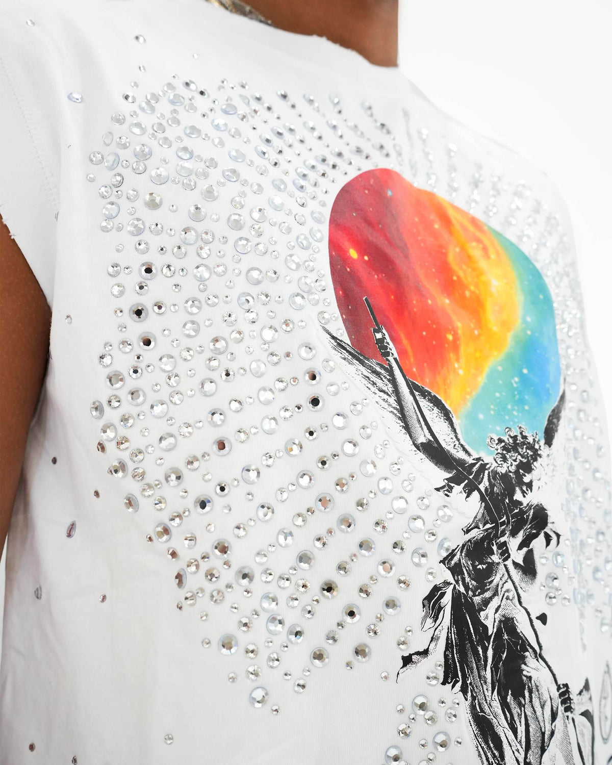 Devotion or Destruction Stoned Sleeveless White T-Shirt