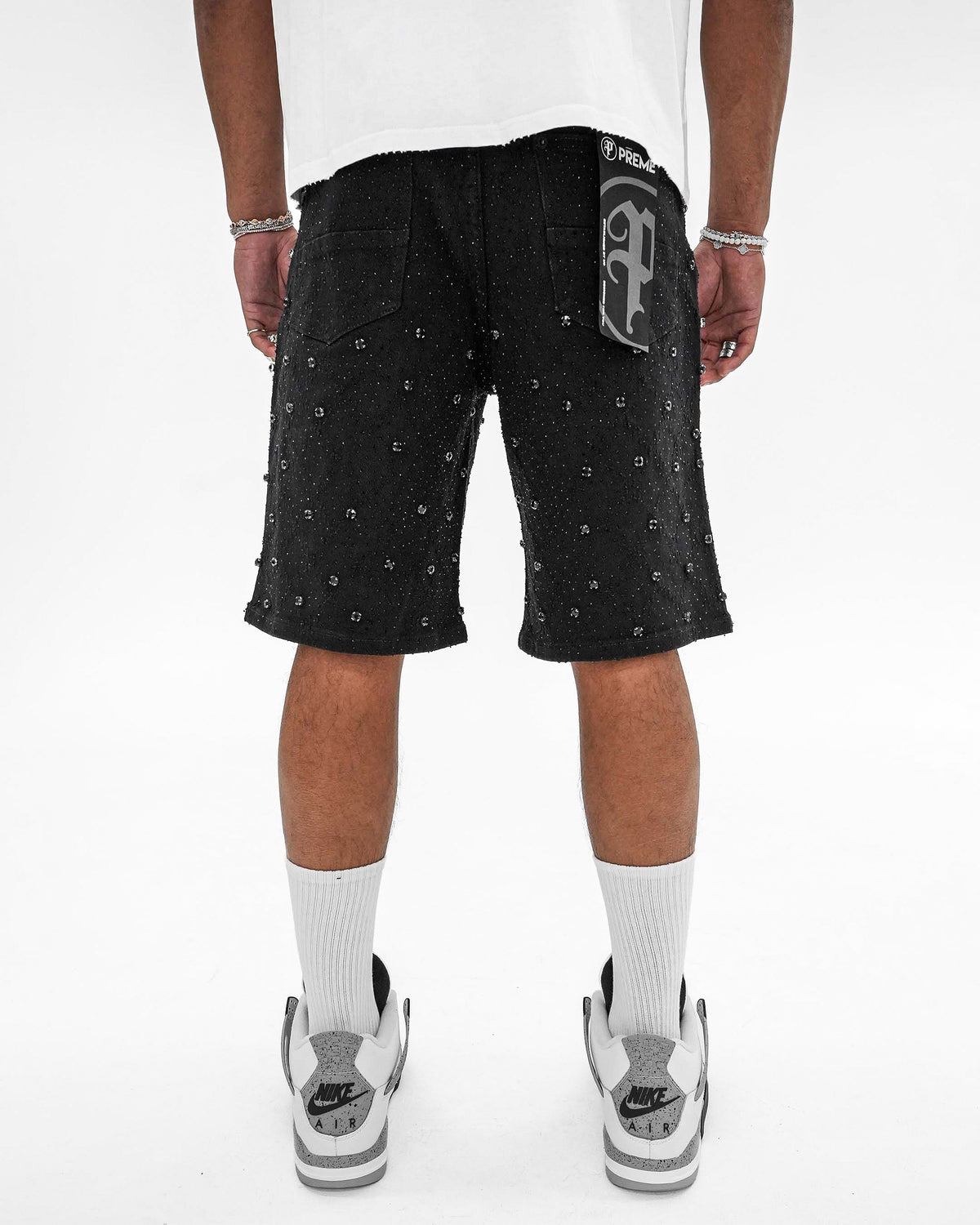 Icecode Stoned Jacquard Black Denim Shorts