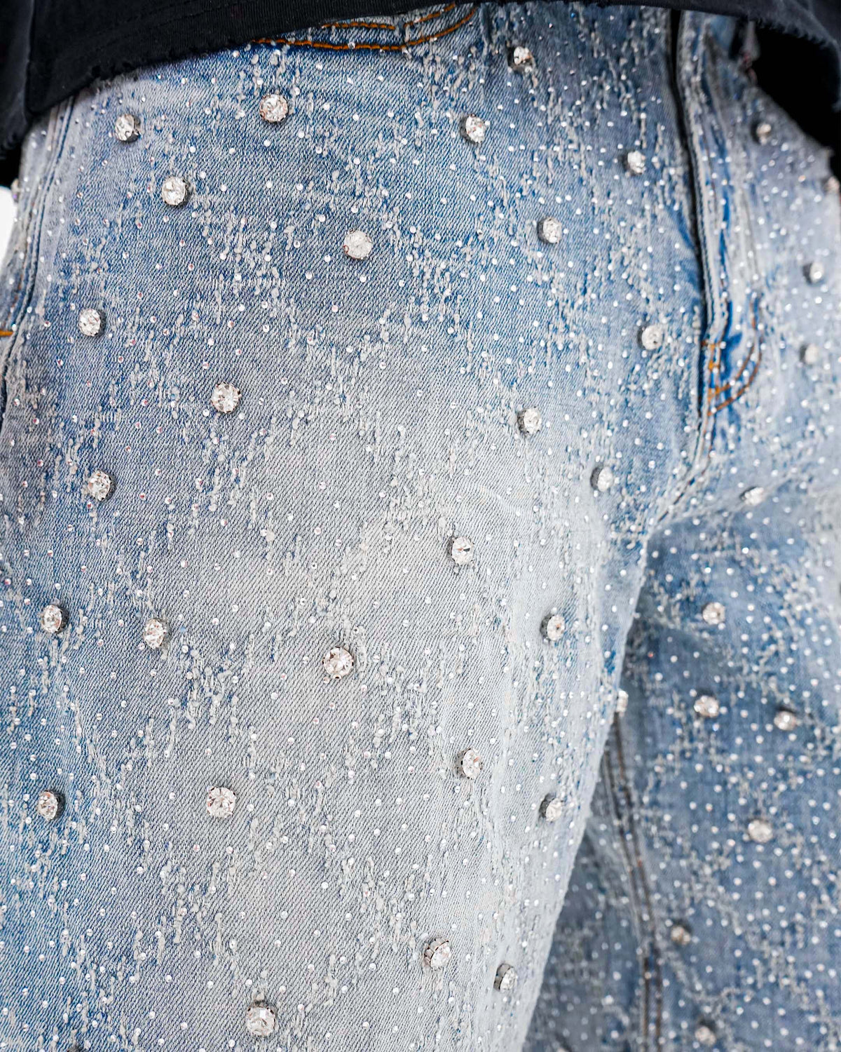 Icecode Stoned Jacquard Indigo Denim Shorts