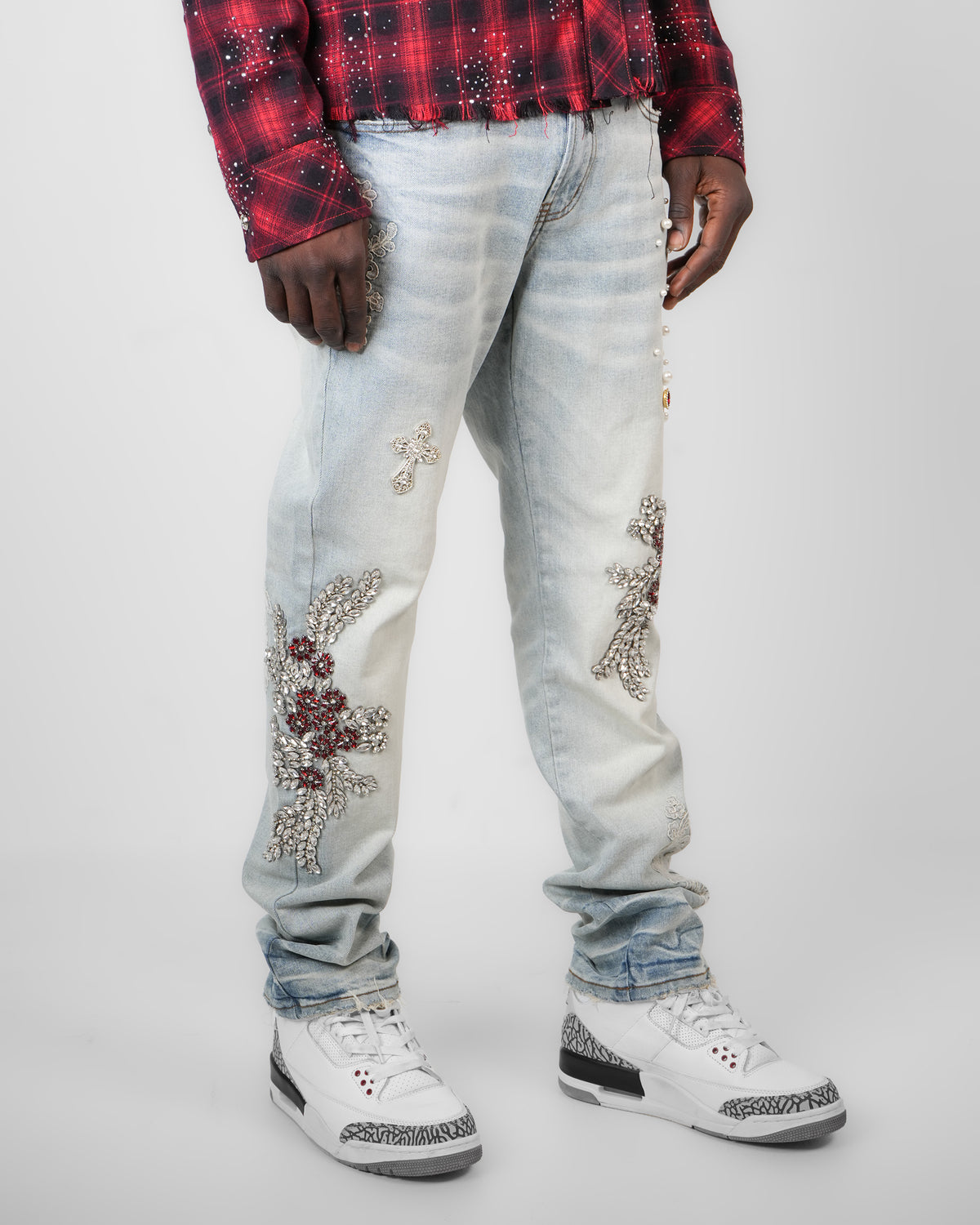 Bloodstone Baroque Crystal Light Indigo Denim Jean
