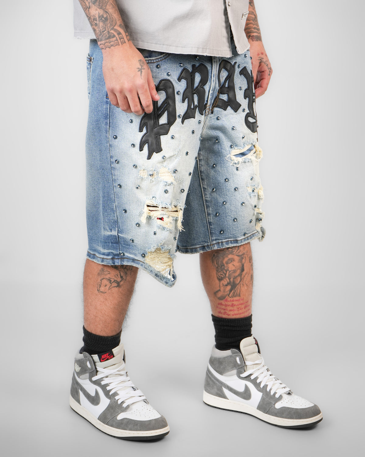 Old Type Pray Indigo Denim Short