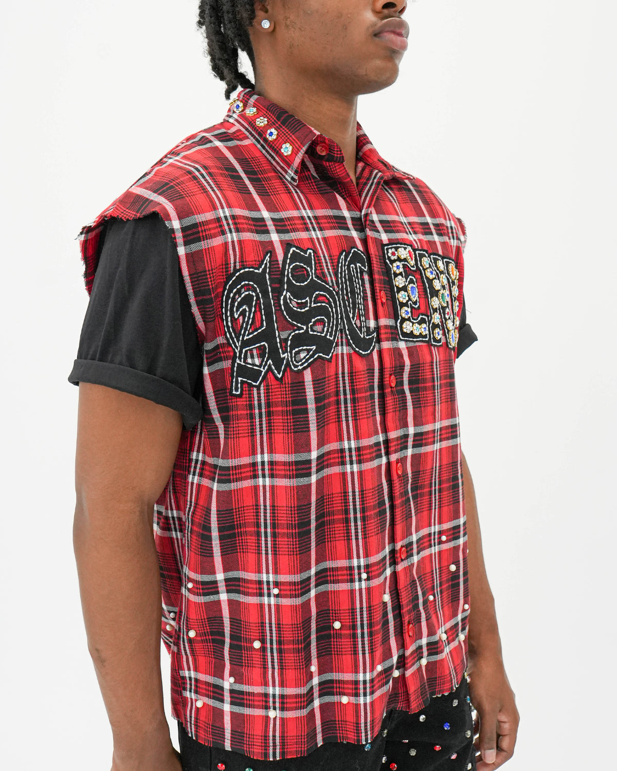 Eternal Ascension Red Plaid Sleeveless Shirt