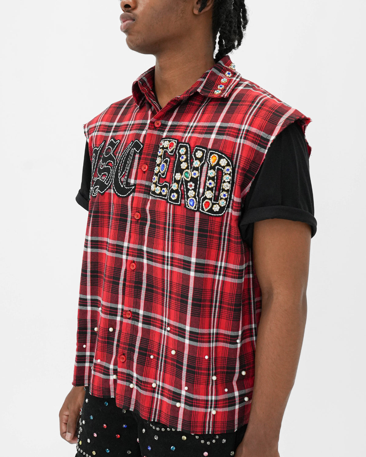 Eternal Ascension Red Plaid Sleeveless Shirt