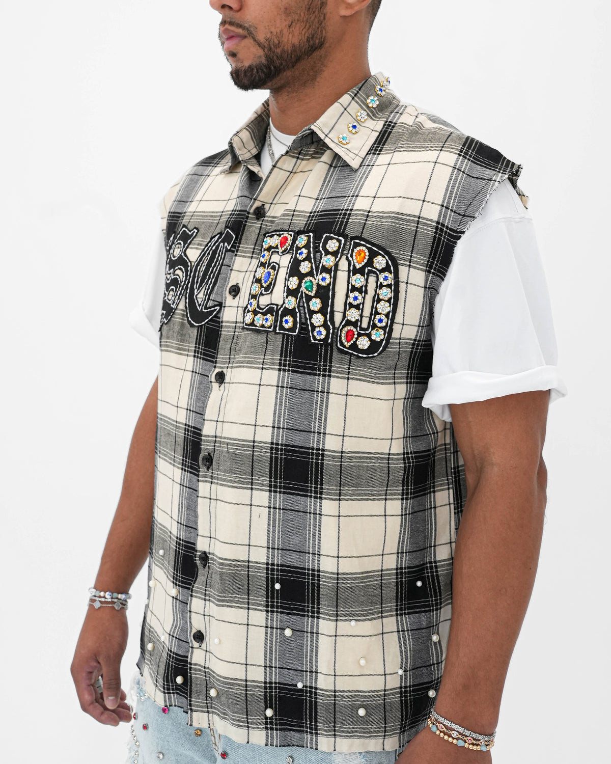 Eternal Ascension Khaki Plaid Sleeveless Shirt