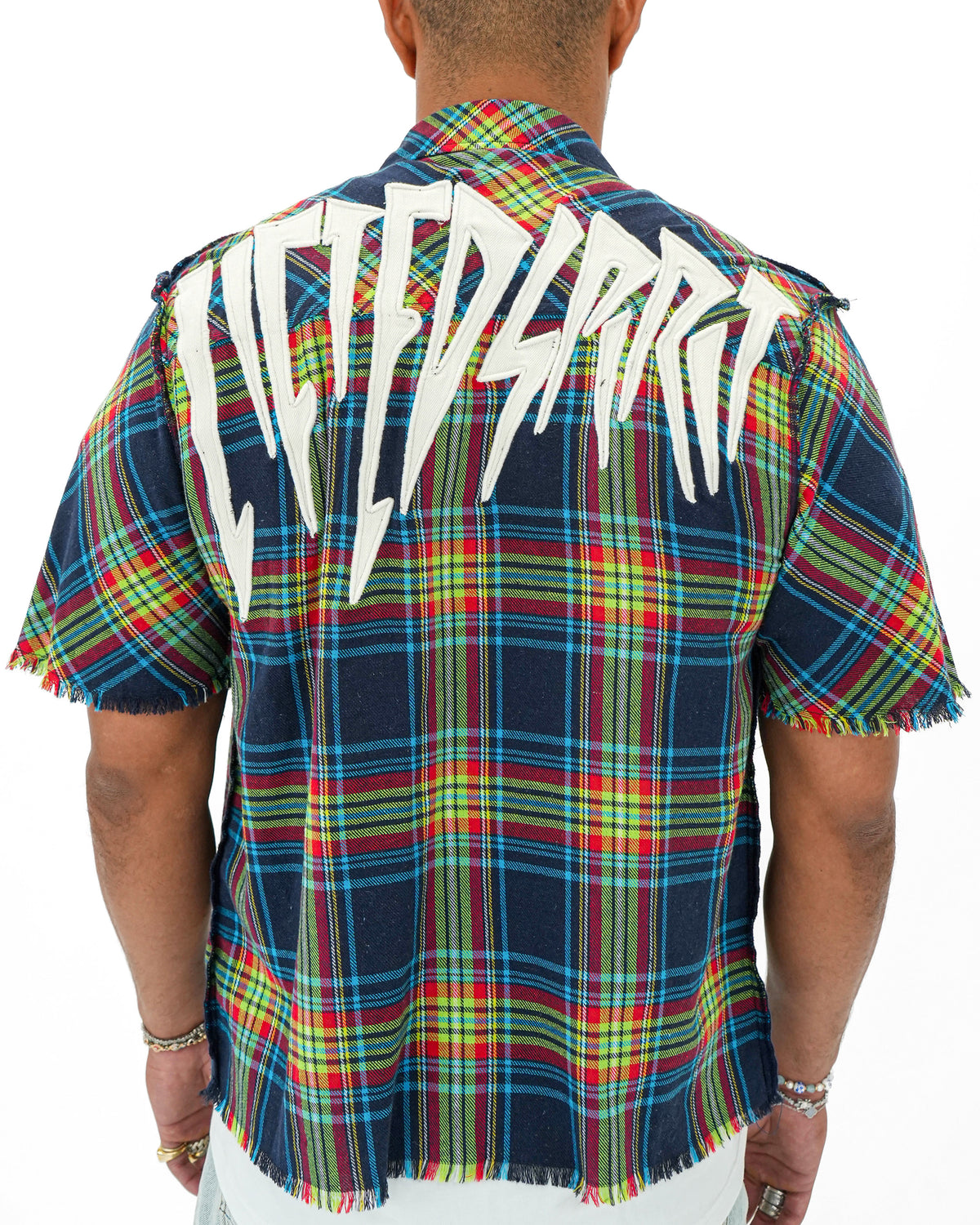 Static Fame Stoned Blue-Green Plaid Shirt