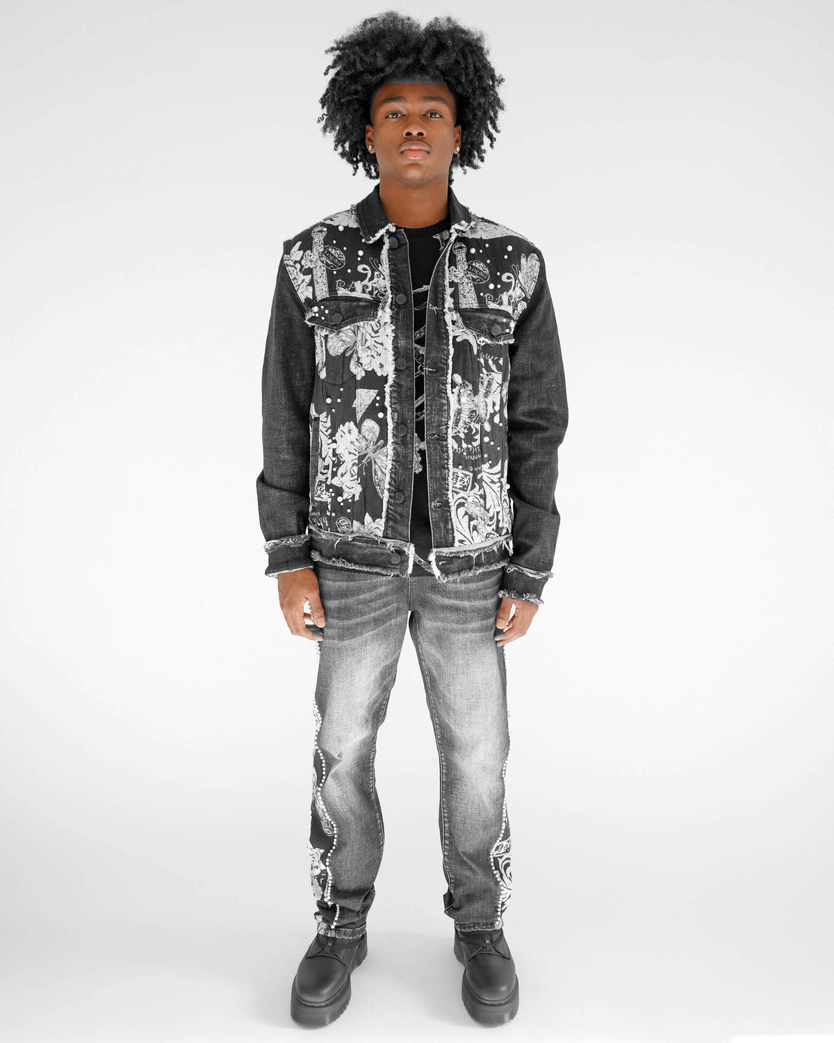 Preme Devotion Pearl Black Denim Jacket