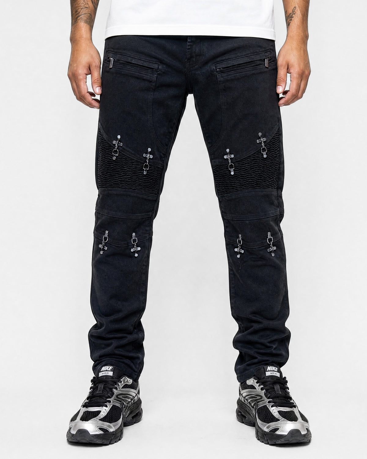 Crucifix Moto Black Denim