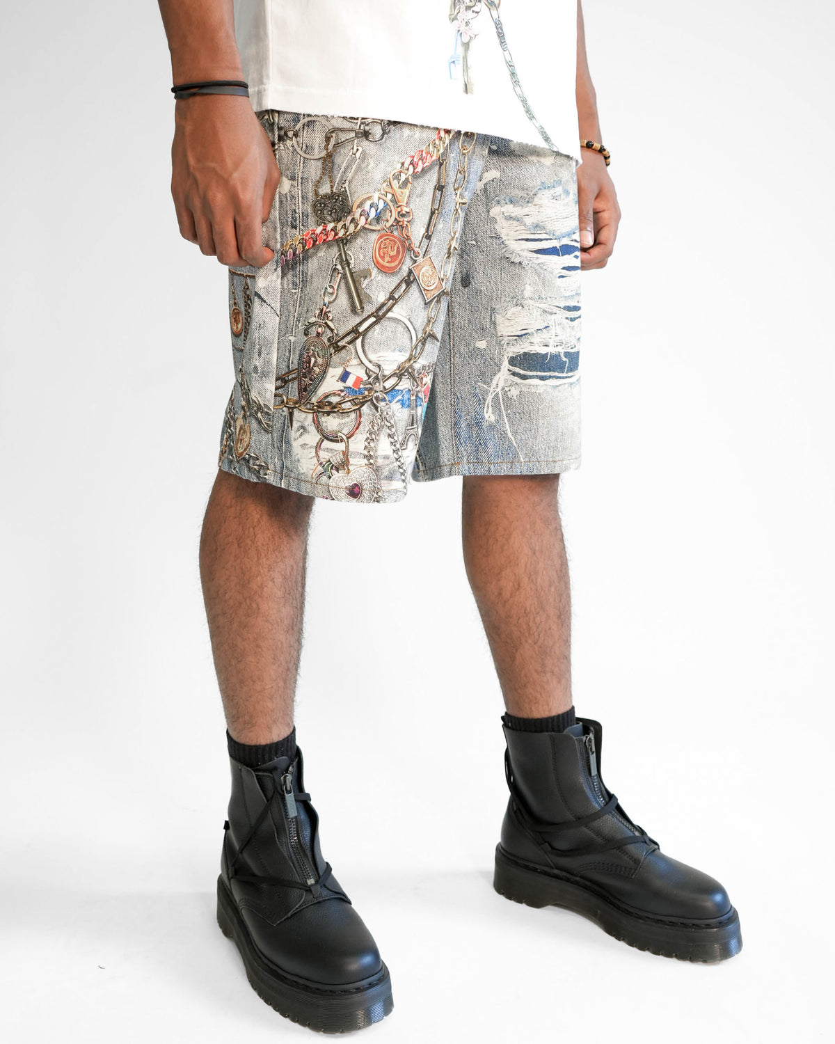 Preme Reign in Chains Denim Jean Shorts