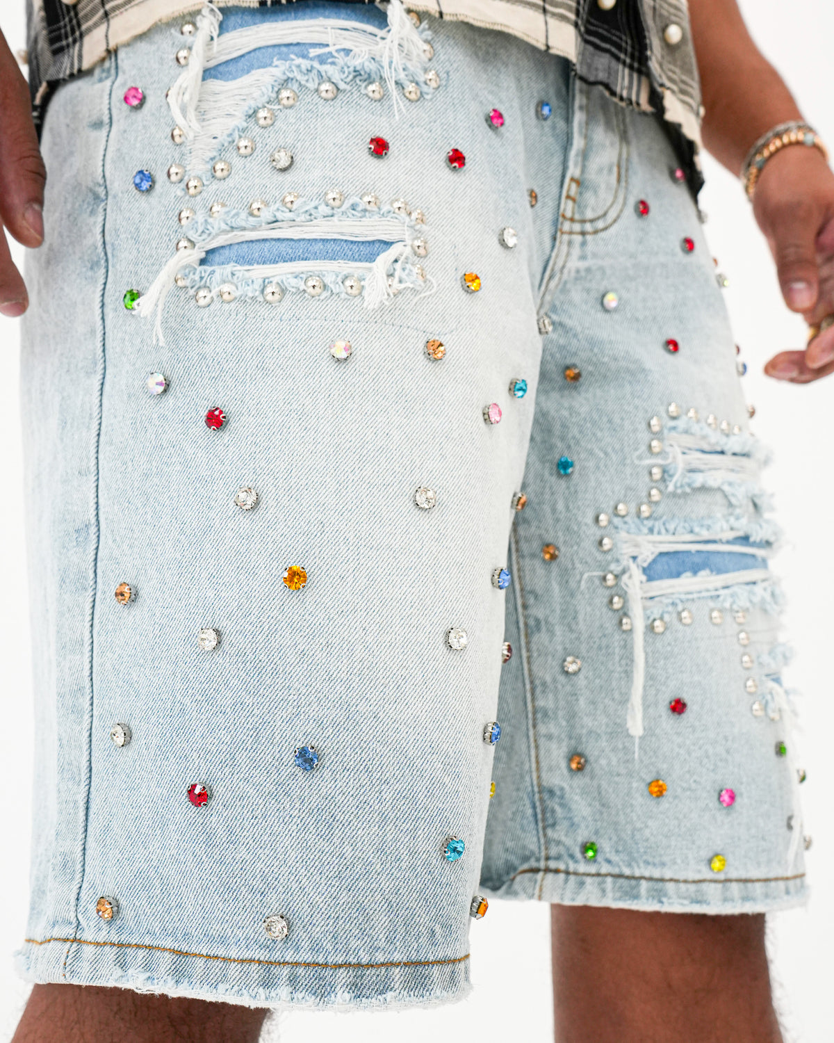 Prism Stoned Indigo Denim Short