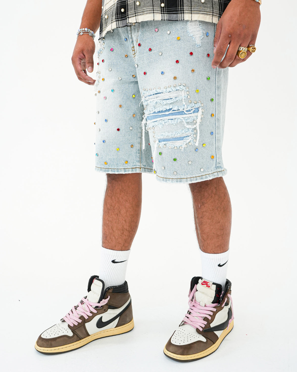 Prism Stoned Indigo Denim Short