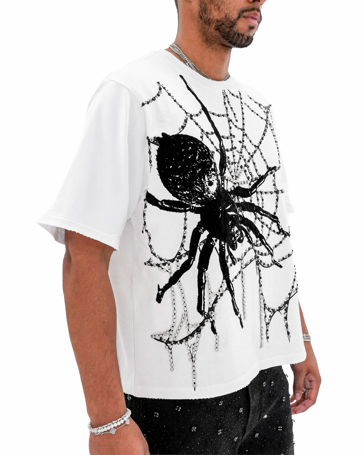 Venom Trap Stoned Cropped White T-Shirt