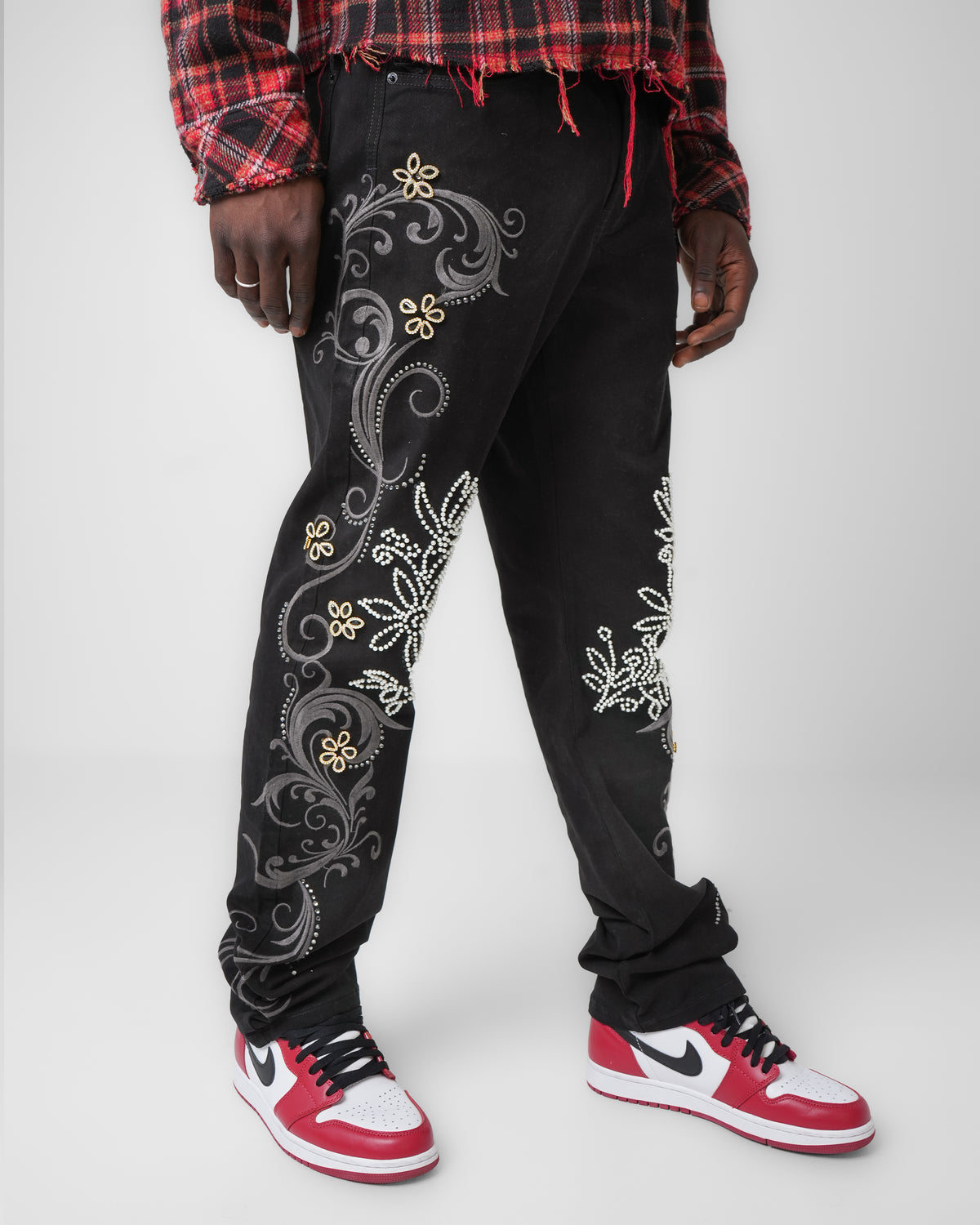 Silver Bloom Black Denim