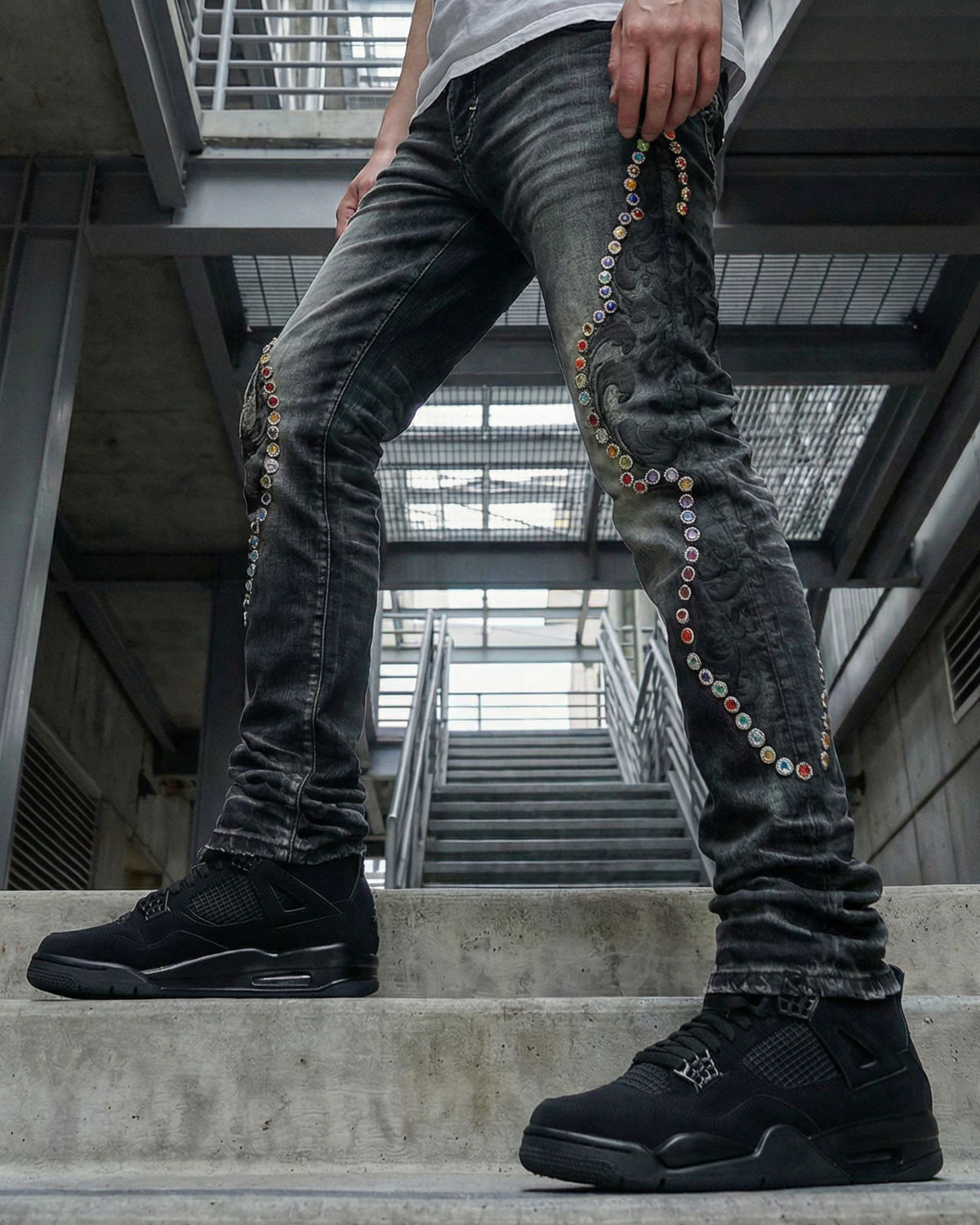 Vestige Stonework Black Denim Jean