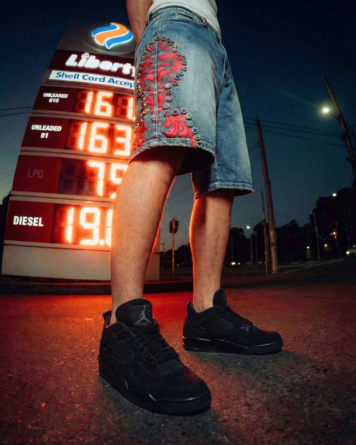 Crimson Vestige Stonework Indigo Denim Short