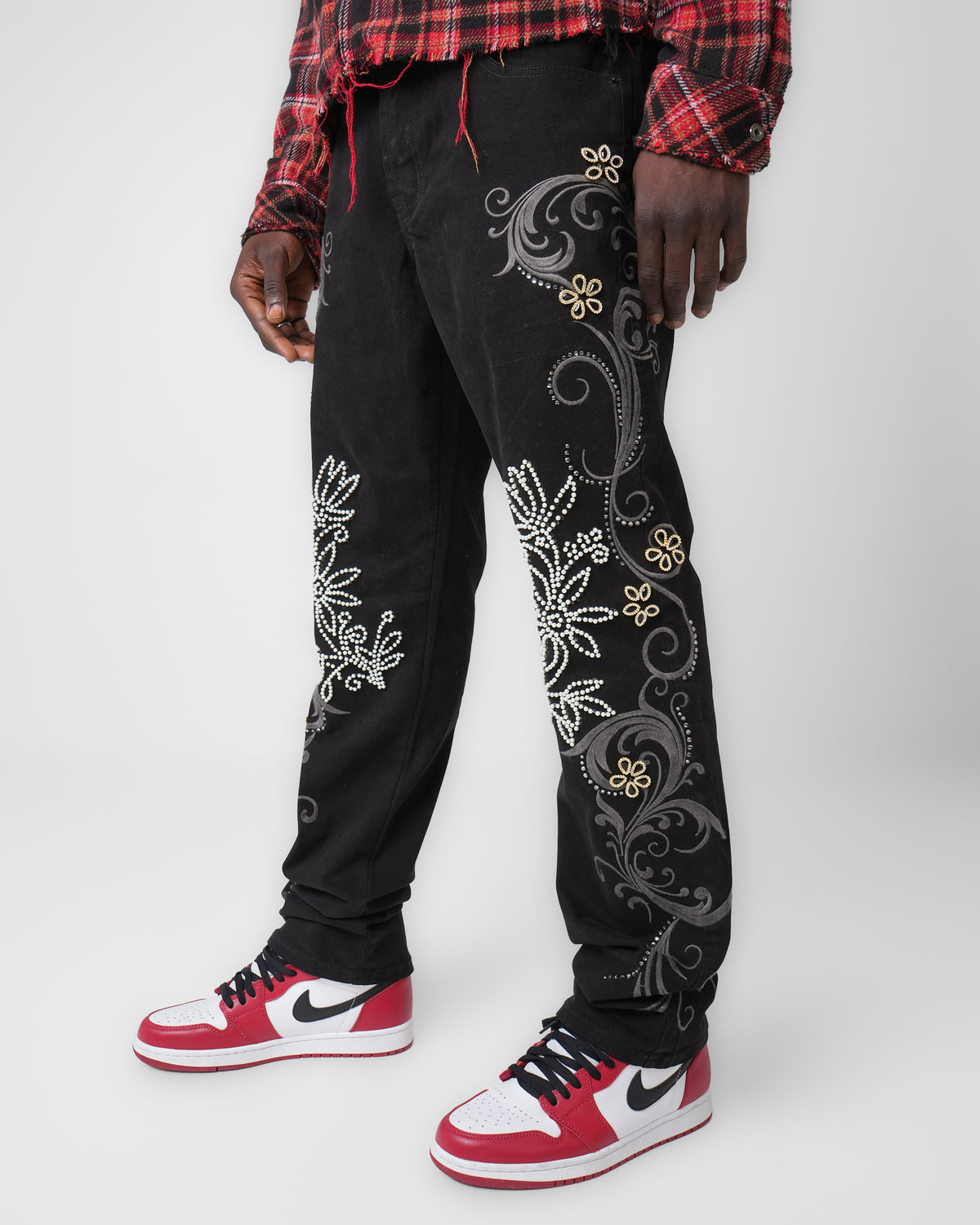 Silver Bloom Black Denim