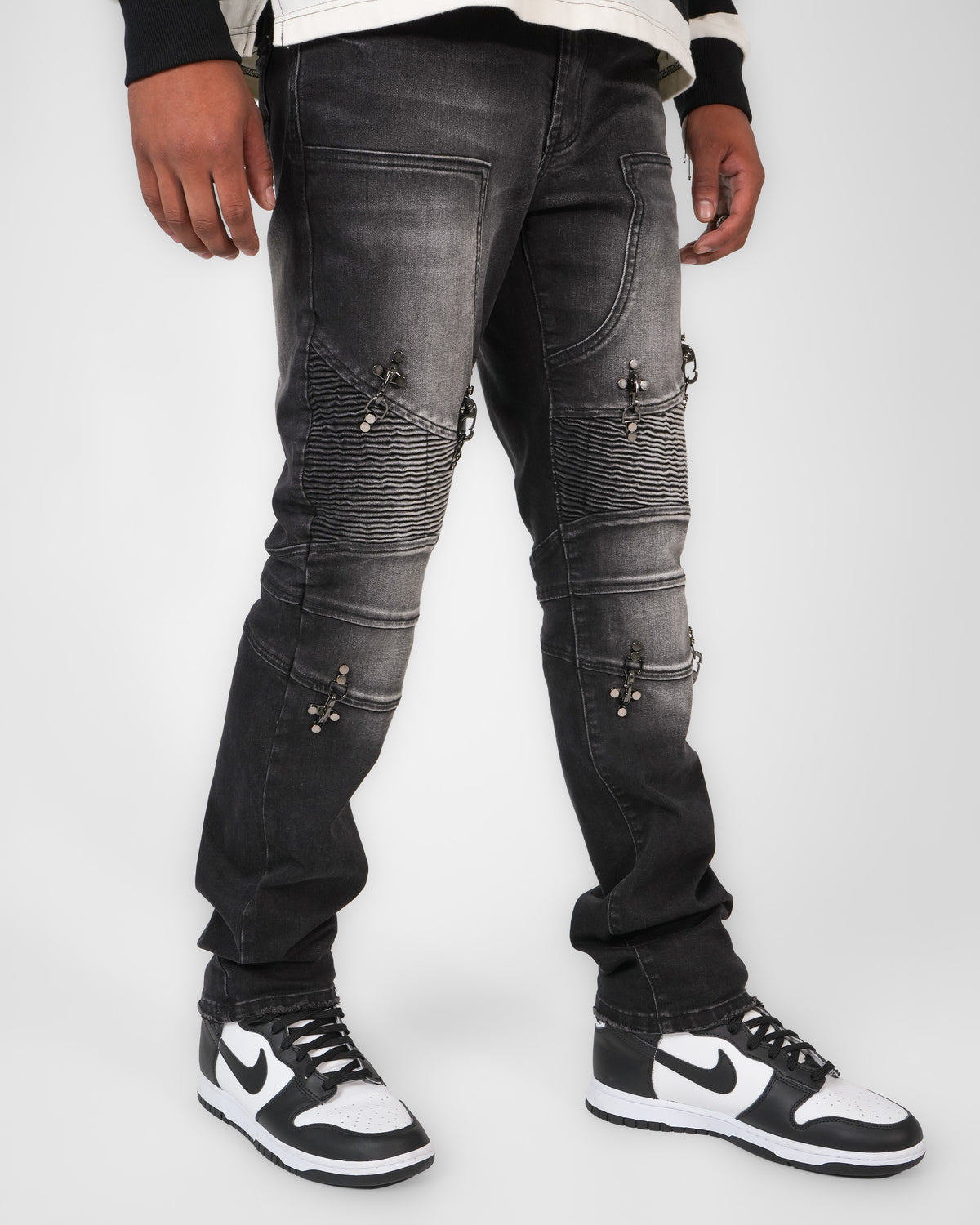 Crucifix Moto Wash Charcoal Denim