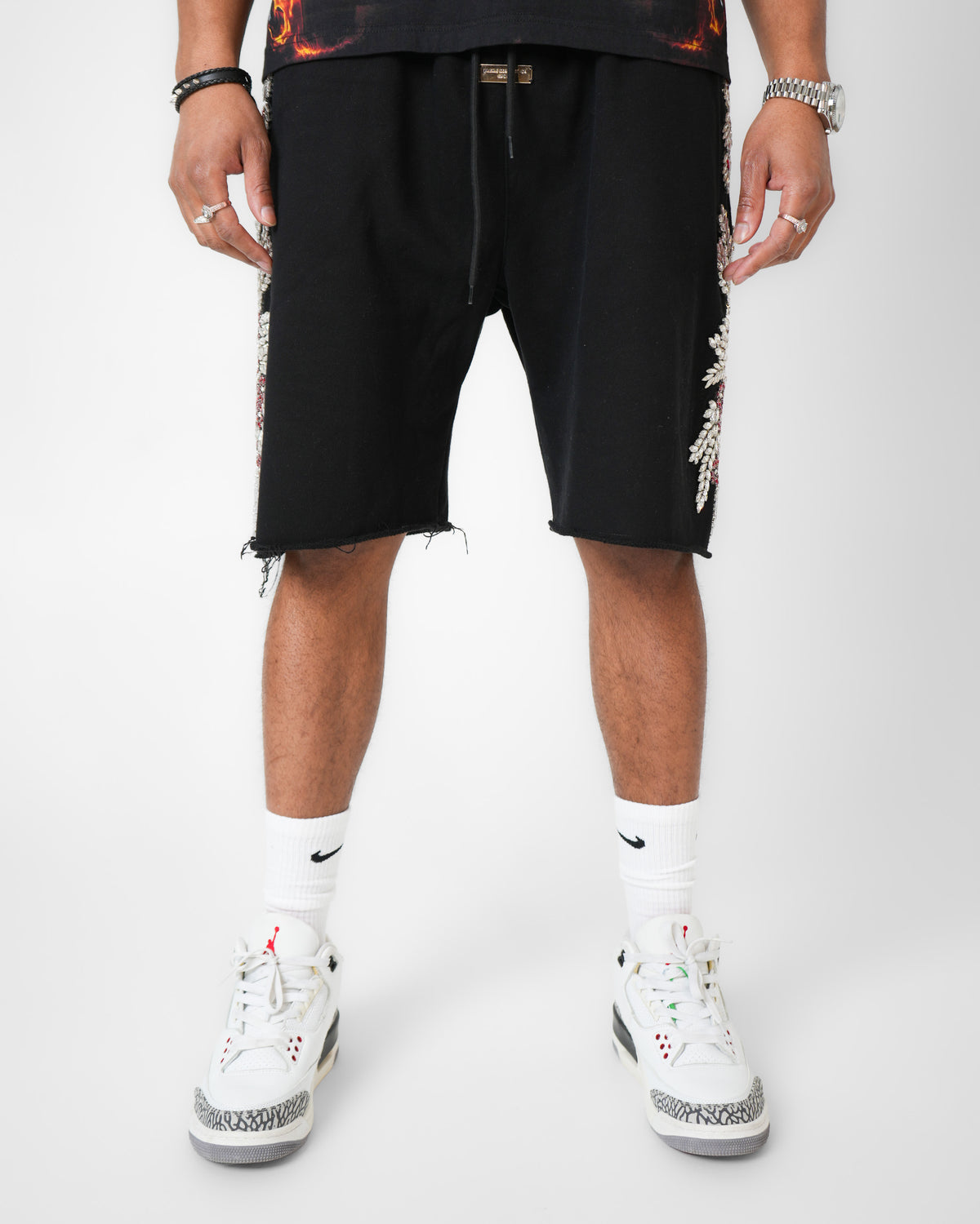 Bloodstone Baroque Crystal Black Denim Short