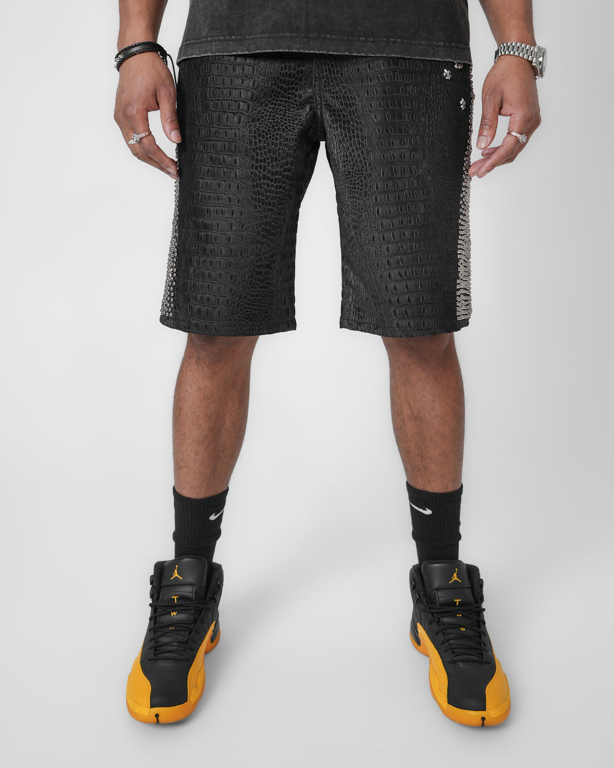 Blackscale Croc Black Denim Short