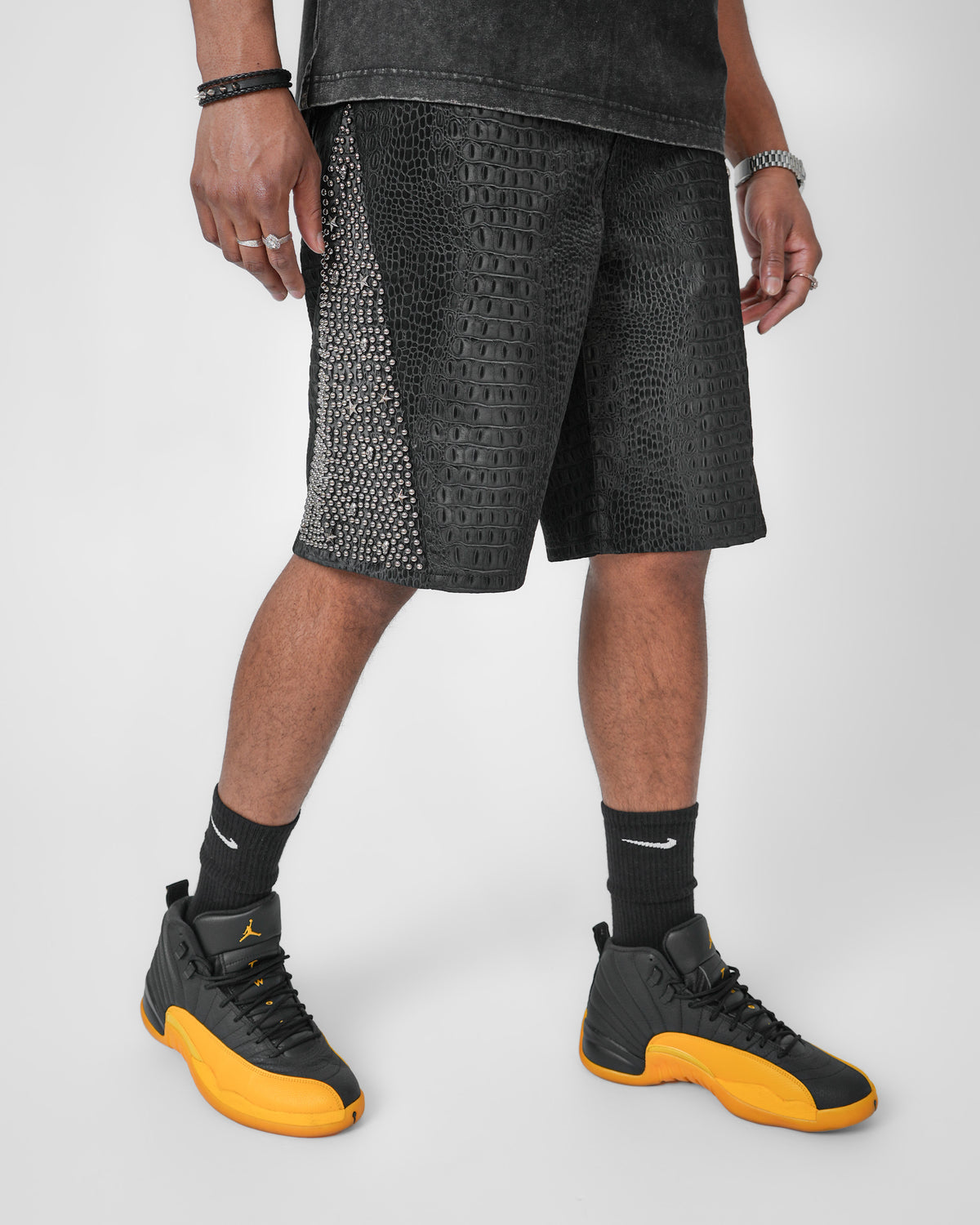 Blackscale Croc Black Denim Short