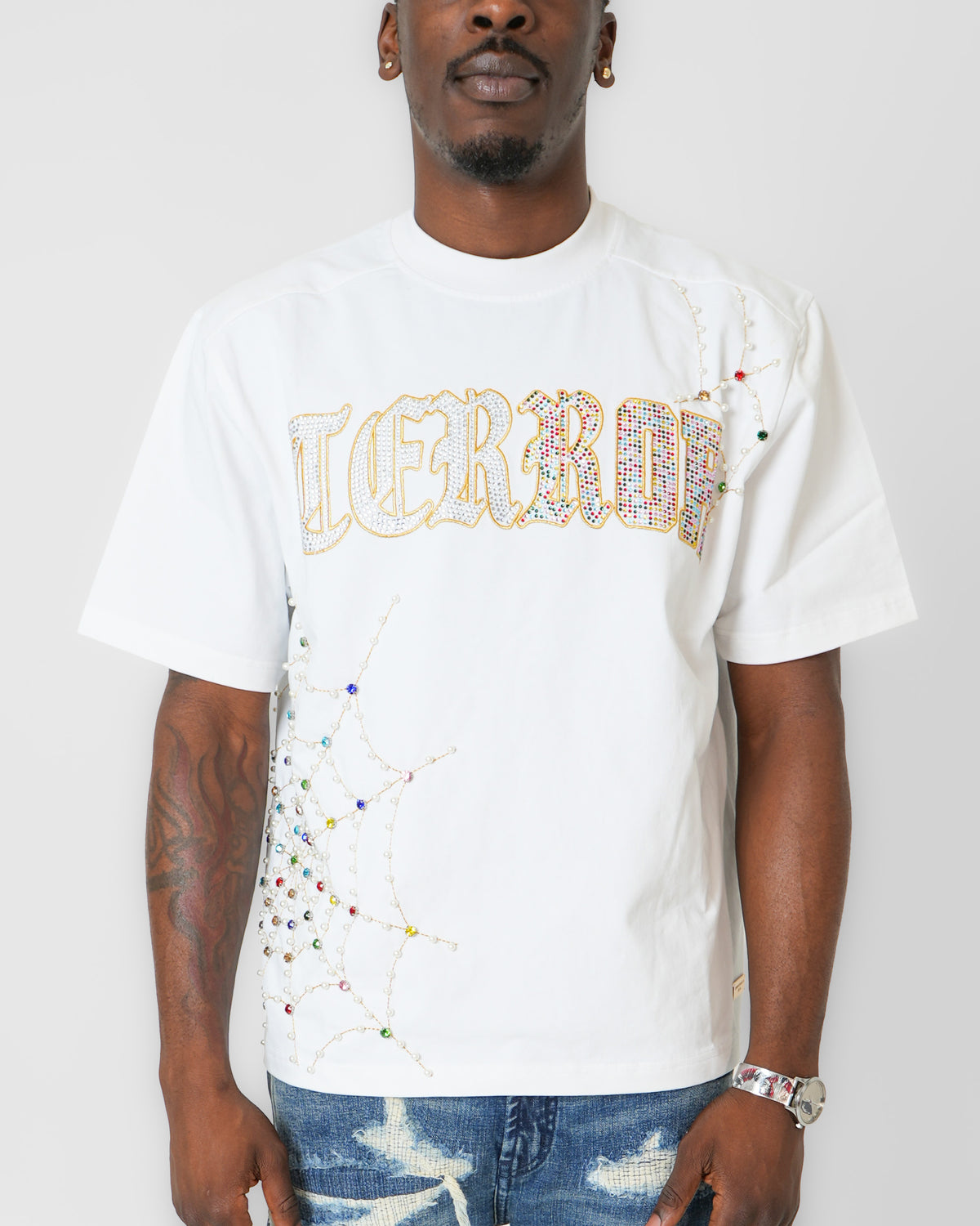 Terror Webbing White Crystal T-Shirt