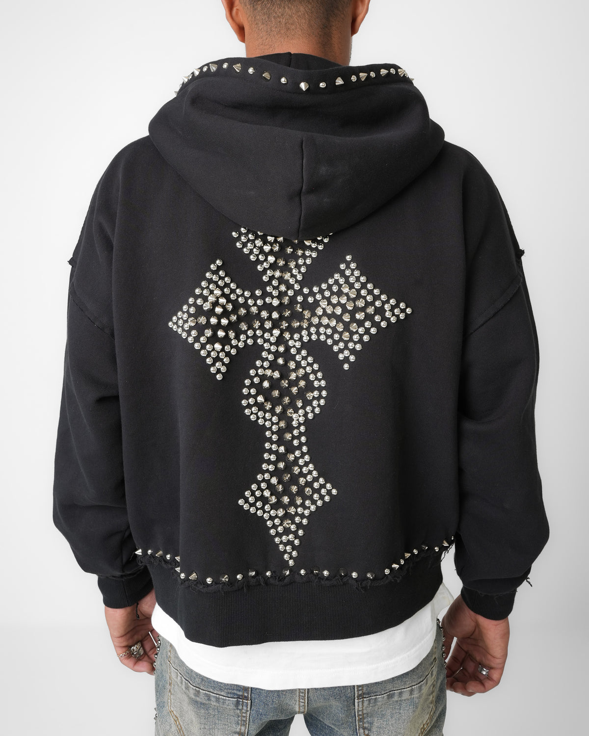 Gothic Cross Chrome Zip Hoodie