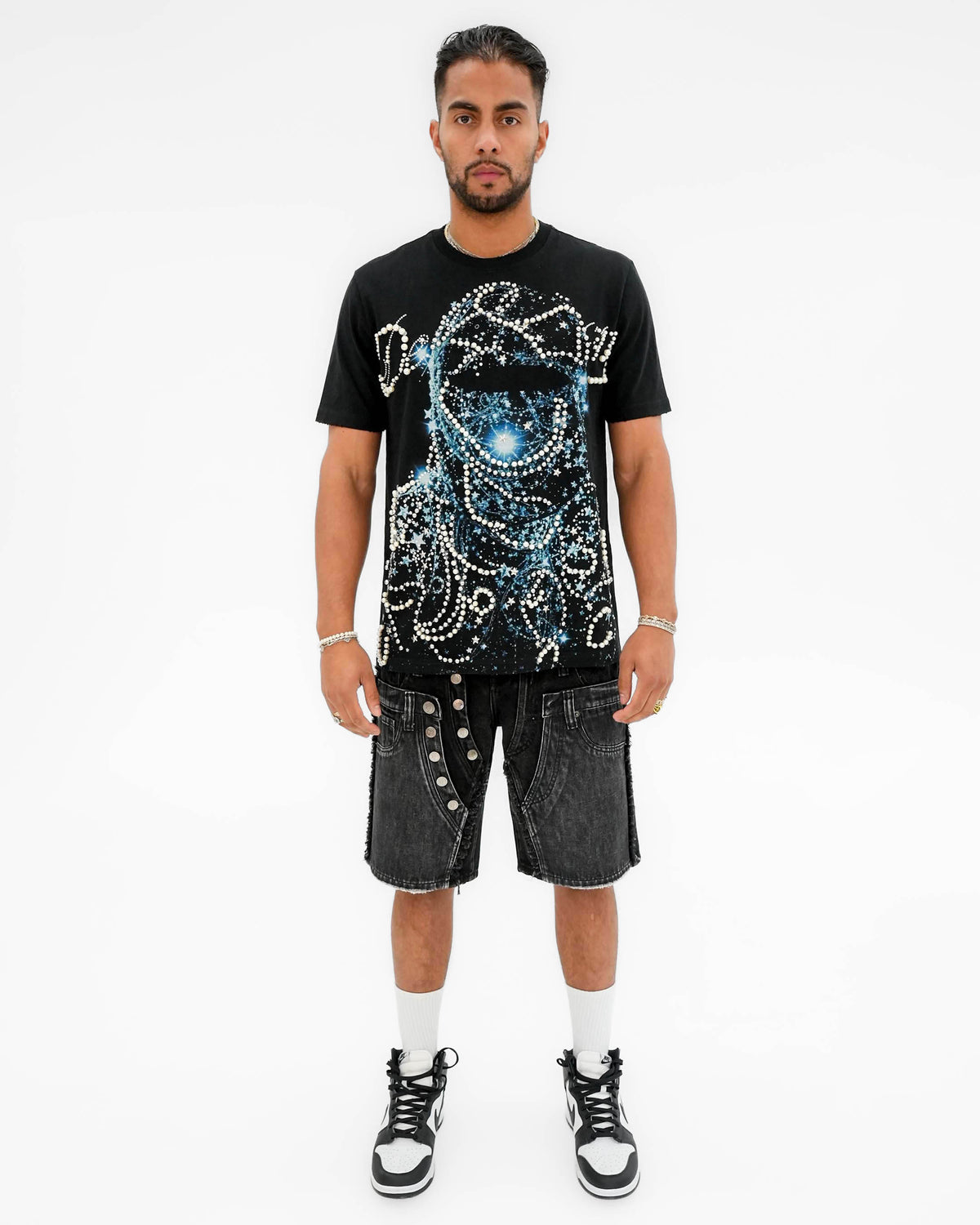 Cosmic Reign Pearl Stoned Black T-Shirt