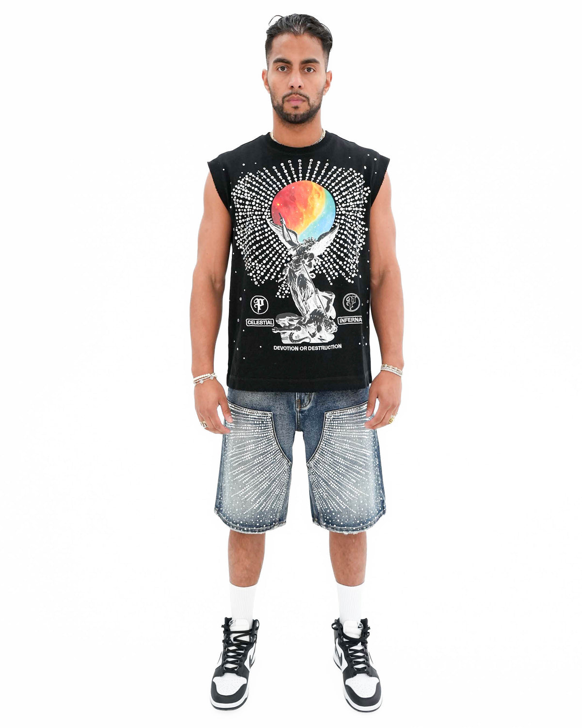 Devotion or Destruction Stoned Sleeveless Black T-Shirt