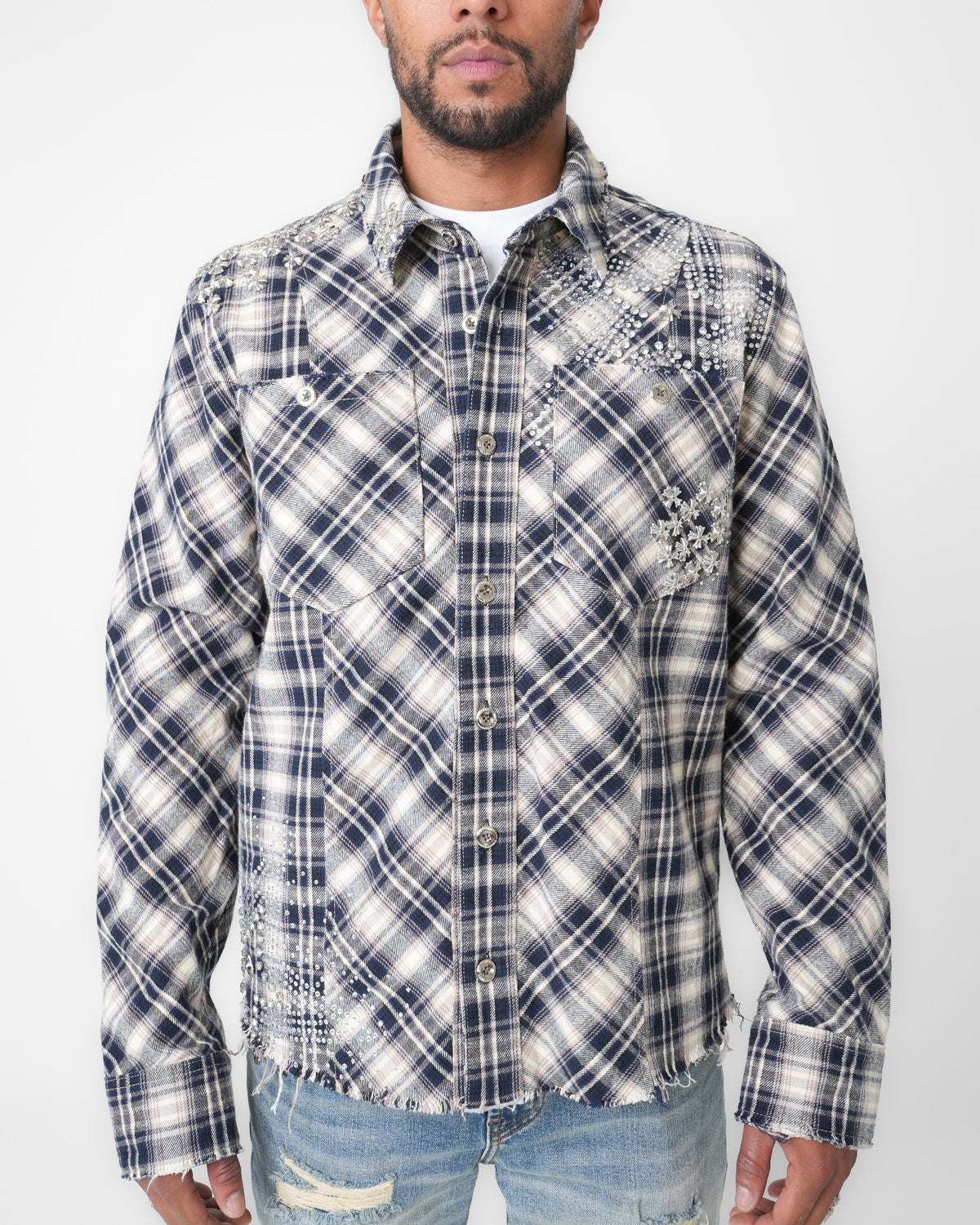 Chrome Stardust Steel Blue Flannel