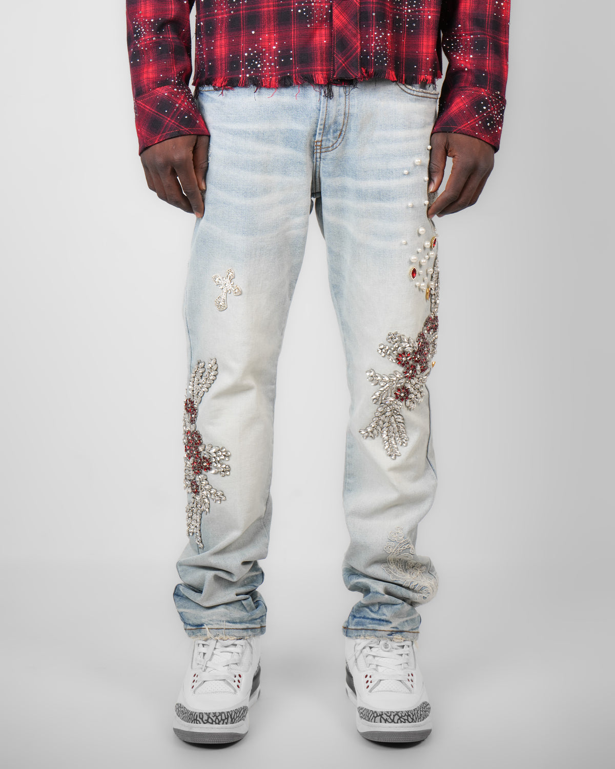 Bloodstone Baroque Crystal Light Indigo Denim Jean