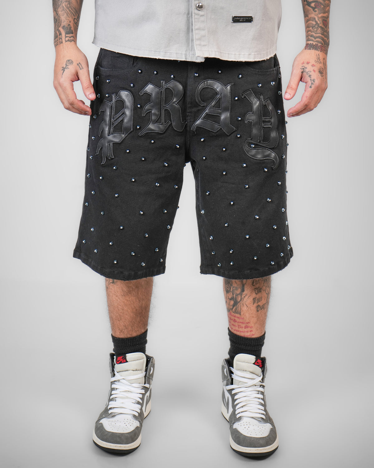 Old Type Pray Black Denim Short