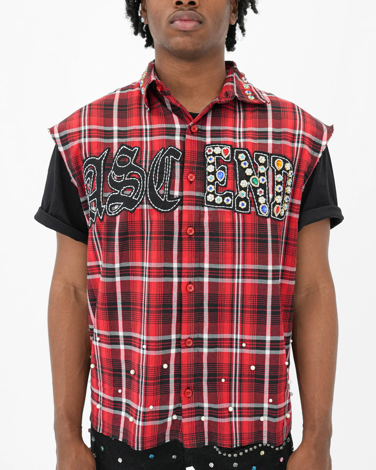 Eternal Ascension Red Plaid Sleeveless Shirt