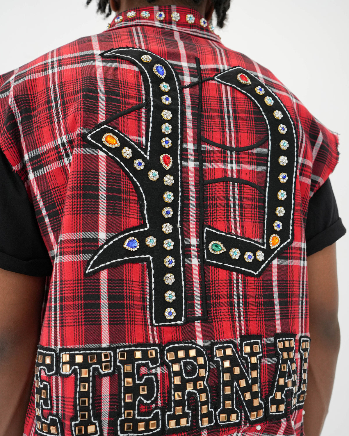 Eternal Ascension Red Plaid Sleeveless Shirt