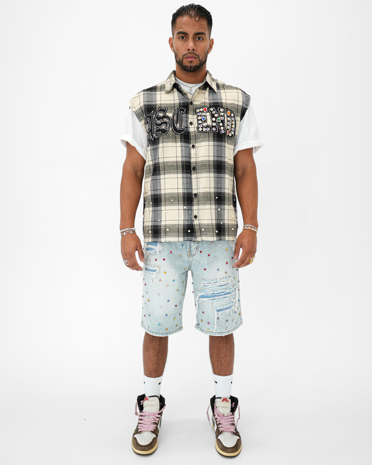 Eternal Ascension Khaki Plaid Sleeveless Shirt