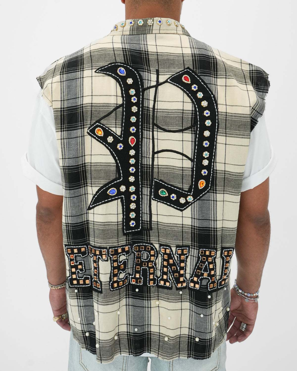 Eternal Ascension Khaki Plaid Sleeveless Shirt