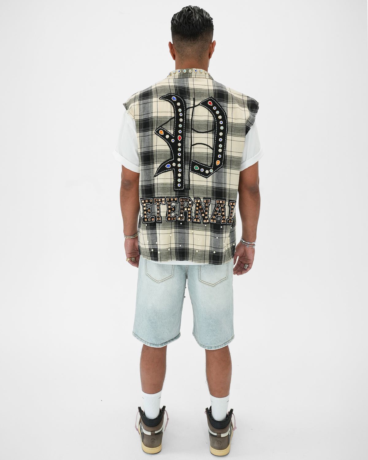 Eternal Ascension Khaki Plaid Sleeveless Shirt