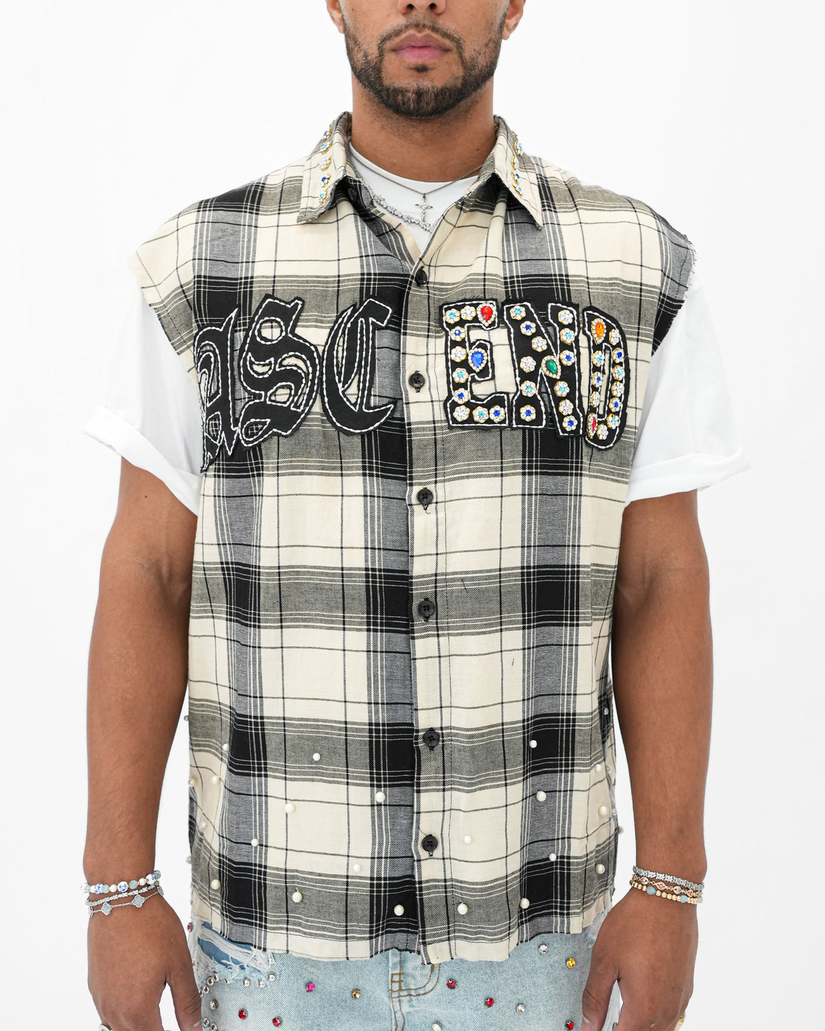 Eternal Ascension Khaki Plaid Sleeveless Shirt