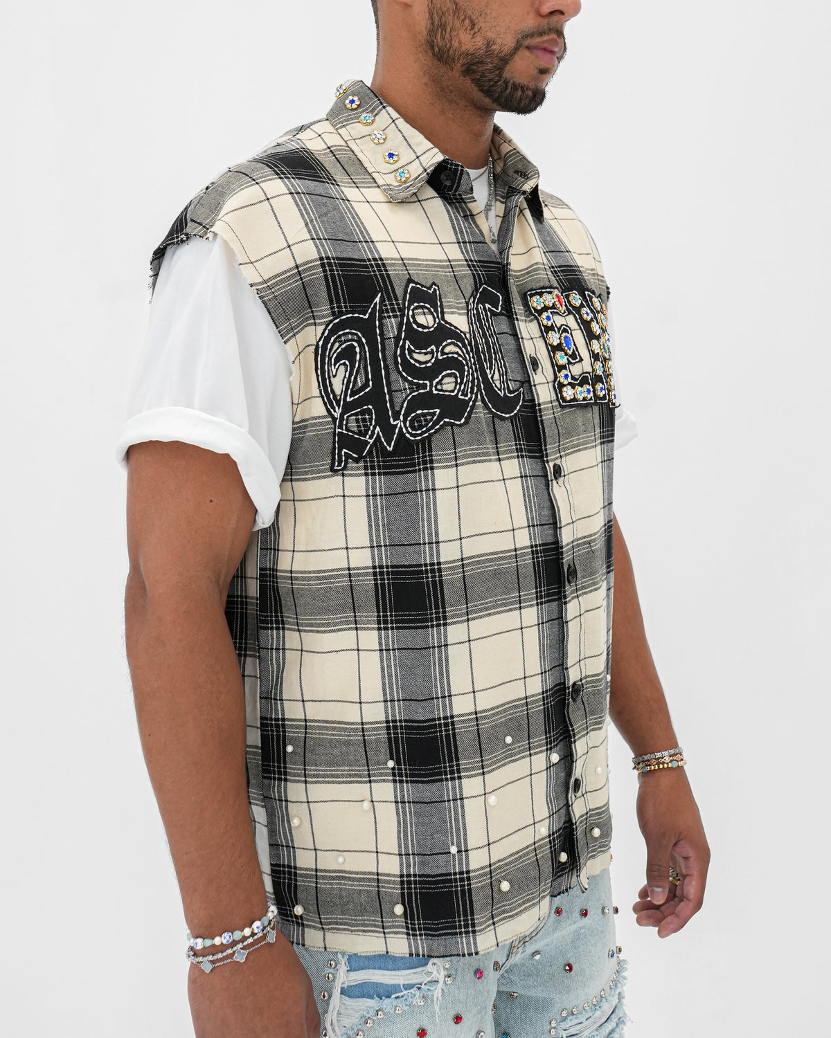 Eternal Ascension Khaki Plaid Sleeveless Shirt
