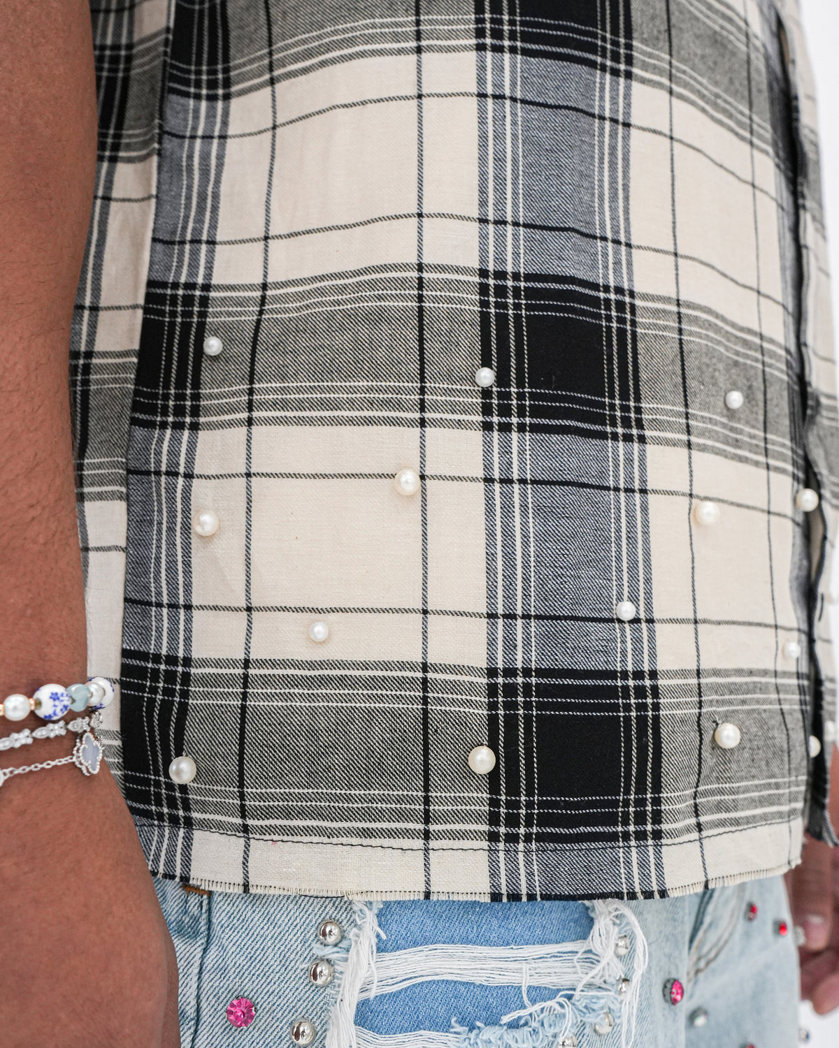 Eternal Ascension Khaki Plaid Sleeveless Shirt