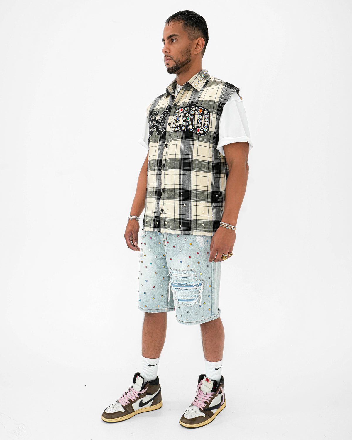 Eternal Ascension Khaki Plaid Sleeveless Shirt
