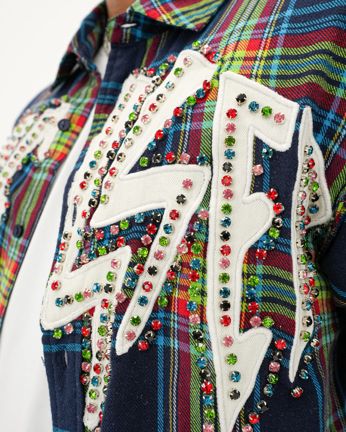 Static Fame Stoned Blue-Green Plaid Shirt