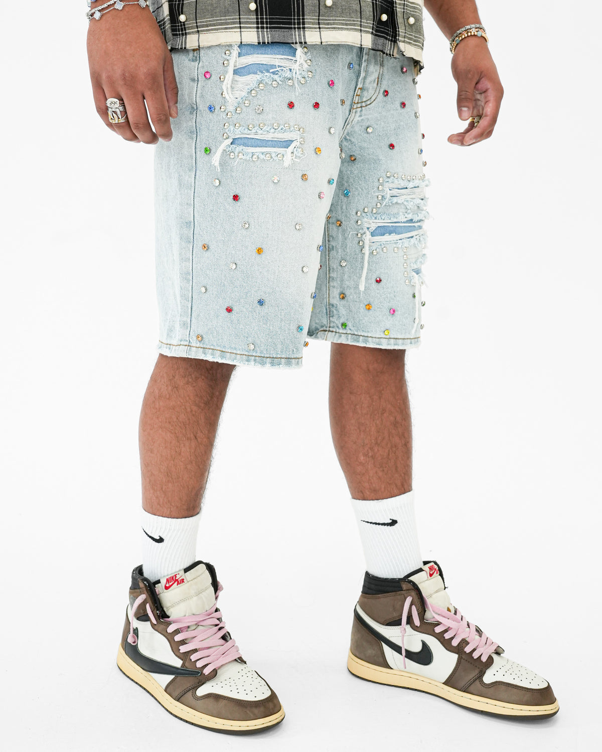 Prism Stoned Indigo Denim Short