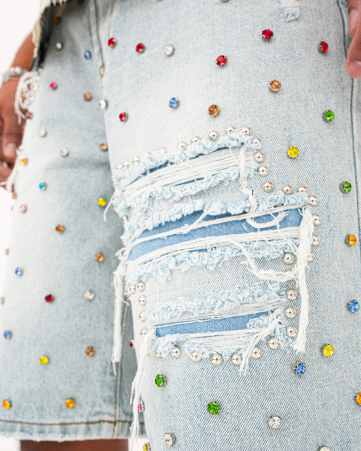 Prism Stoned Indigo Denim Short